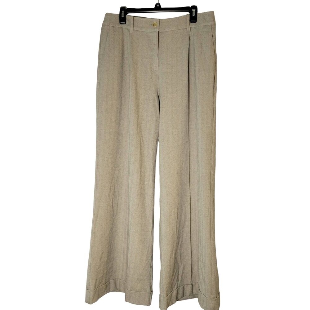 Tuckernuck Wide Leg Pants XL Pleated Lined Trouser Tan Minimalist Quiet Luxury